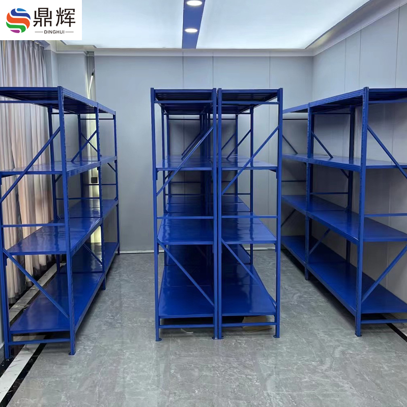 Durable 4-Layer Butterfly Hole Regular Shelves Cold Rolled Steel Powder Coated Boltless Warehouse Rack
