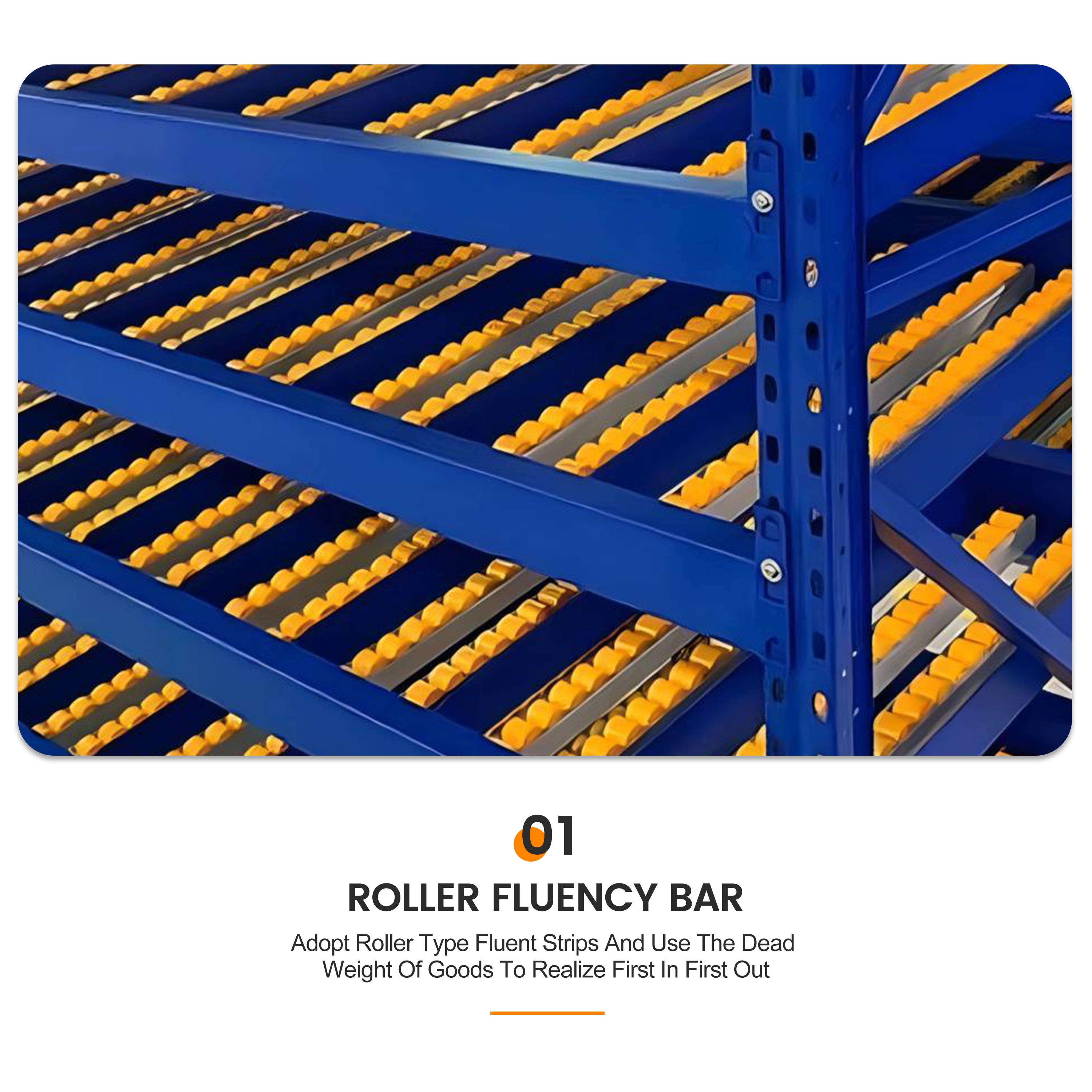 Factory Industrial Heavy Duty Flow Through Rack with Corrosion Protection Boltless Installation Roller Conveyor Shelves
