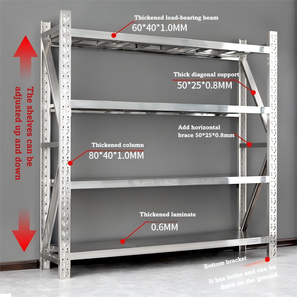 5-Layer Bolt-Free Galvanized Metal Frame Shelves Light-Duty Warehouse and Garage Storage Bolt-Free Stacking Racks & Shelves garage shelving
