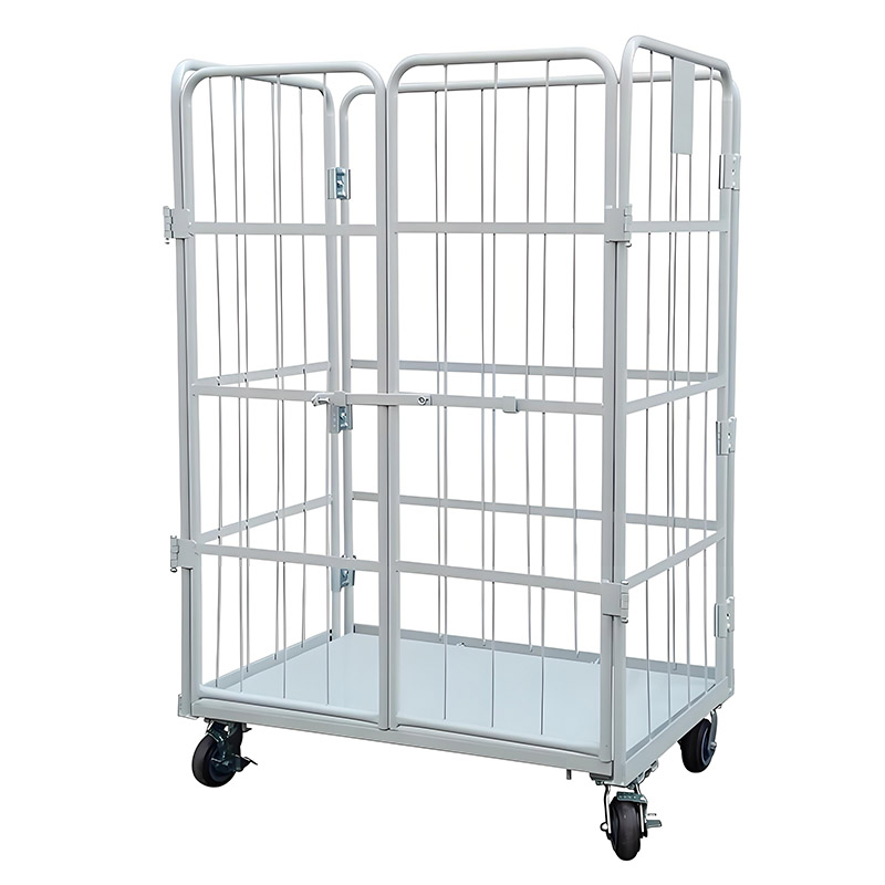 Hot Sale Heavy Duty Portable Nestable Roll Containers 3-Sided Collapsible Wire Mesh Cart for Supermarket Logistics OEM ODM
