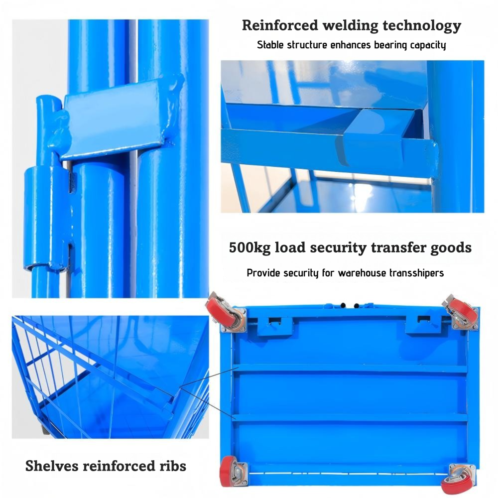Hot Sale Heavy Duty Portable Nestable Roll Containers 3-Sided Collapsible Wire Mesh Cart for Supermarket Logistics OEM ODM