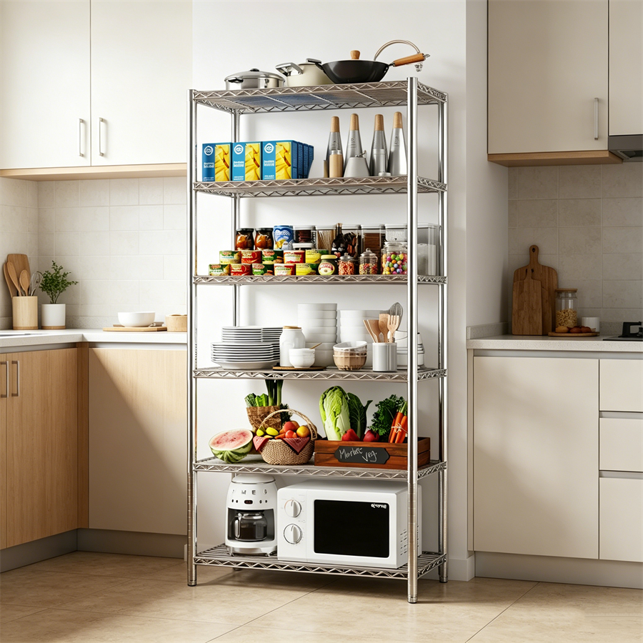 Commercial Grade Light and Medium Duty Stainless Steel Wire Rack for Kitchen Restaurant Garage Storage Organizer