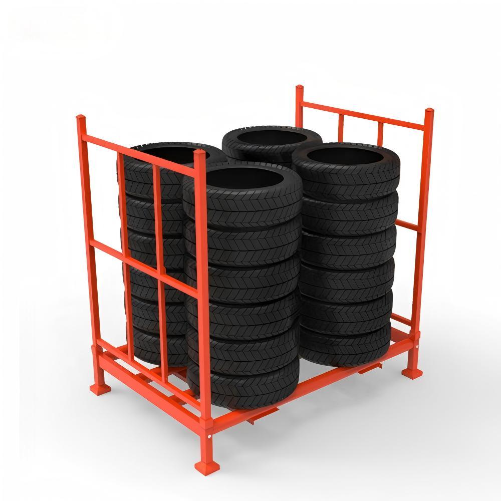 Heavy-Duty Corrosion Protected Foldable Metal Rack for Tire Storage-Supermarkets & Warehouses Garage Shelving