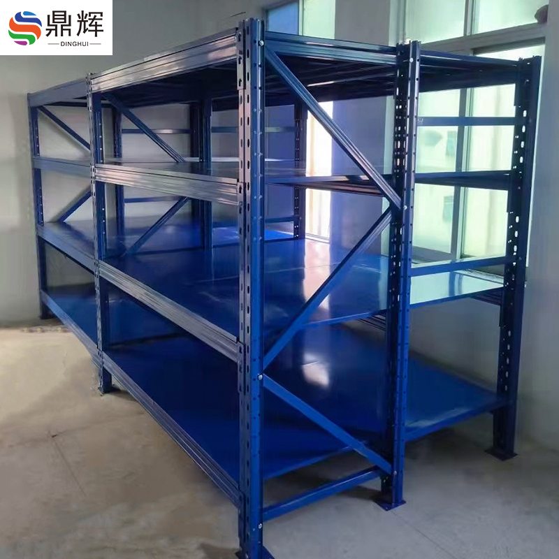 Durable 4-Layer Butterfly Hole Regular Shelves Cold Rolled Steel Powder Coated Boltless Warehouse Rack