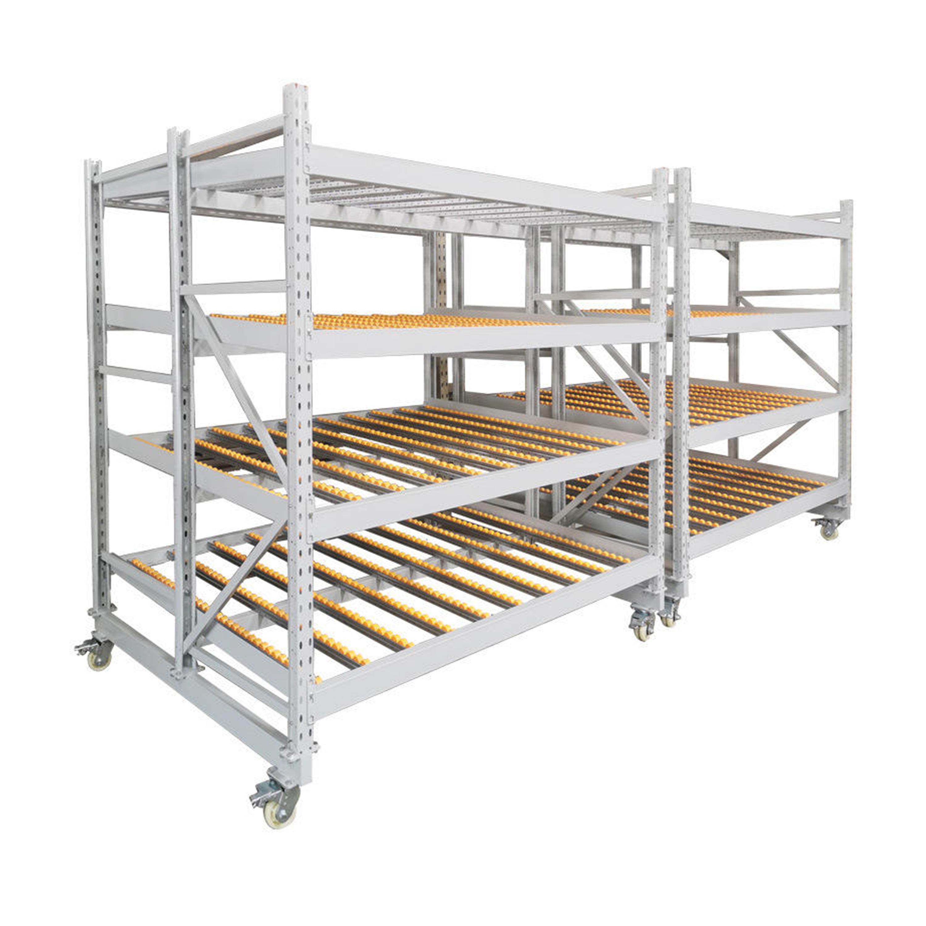 Factory Industrial Heavy Duty Flow Through Rack with Corrosion Protection Boltless Installation Roller Conveyor Shelves