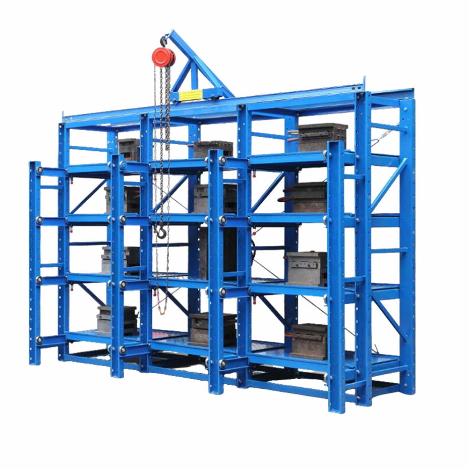 Customizable Heavy Duty Sliding Drawer Mold Rack With Top Crane Industrial Metal Die Storage Shelving for Factory