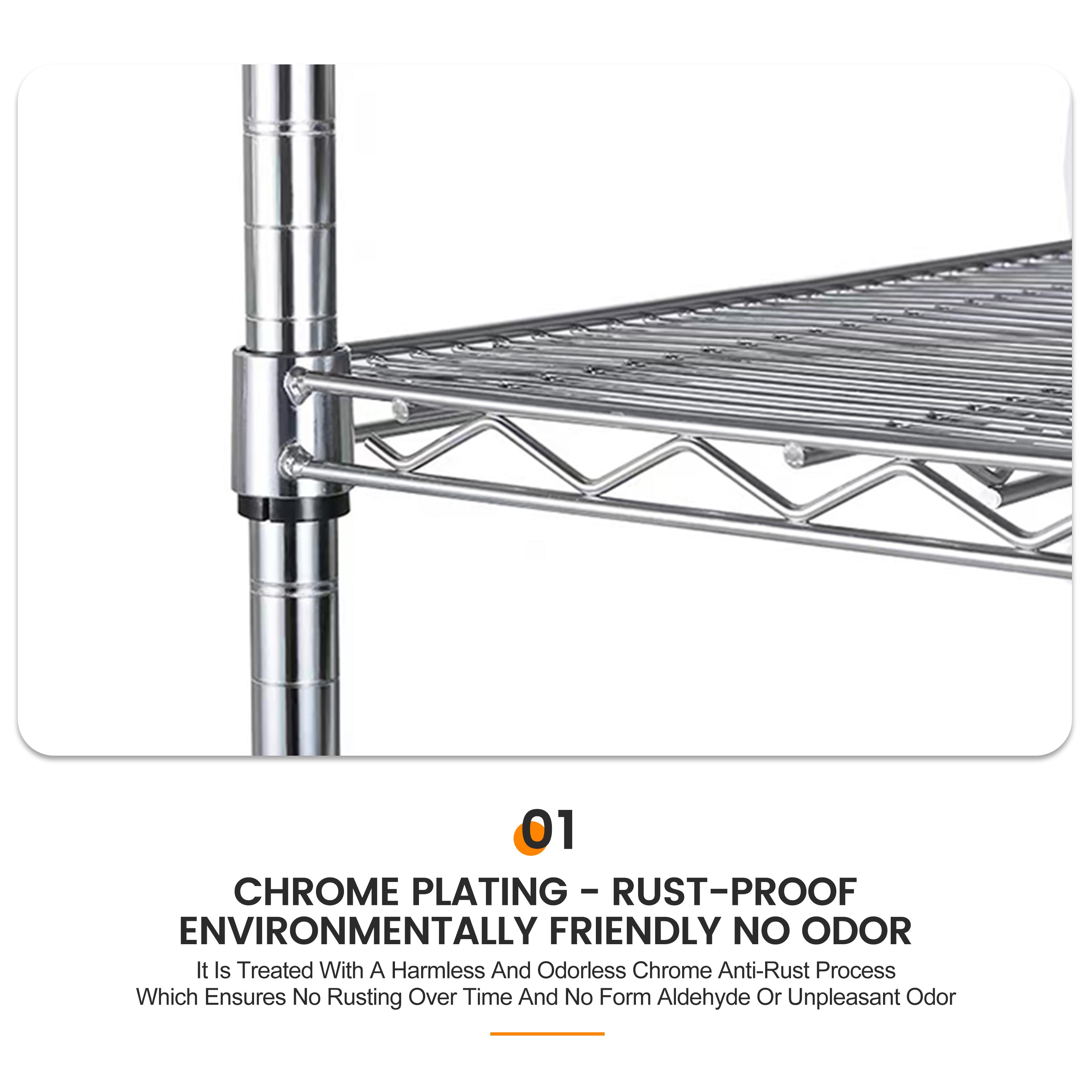 Multi Functional Five Tier Anti-Rust Stainless Steel Shelving Rack for Kitchen Appliances Storage Organizer Unit