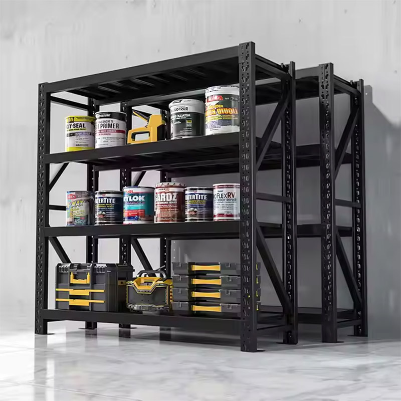 Workshop Storage Racks Steel Warehouse Shelves Shelving Garage Metal Racks for Warehouse Storage Black Warehouse Shelves