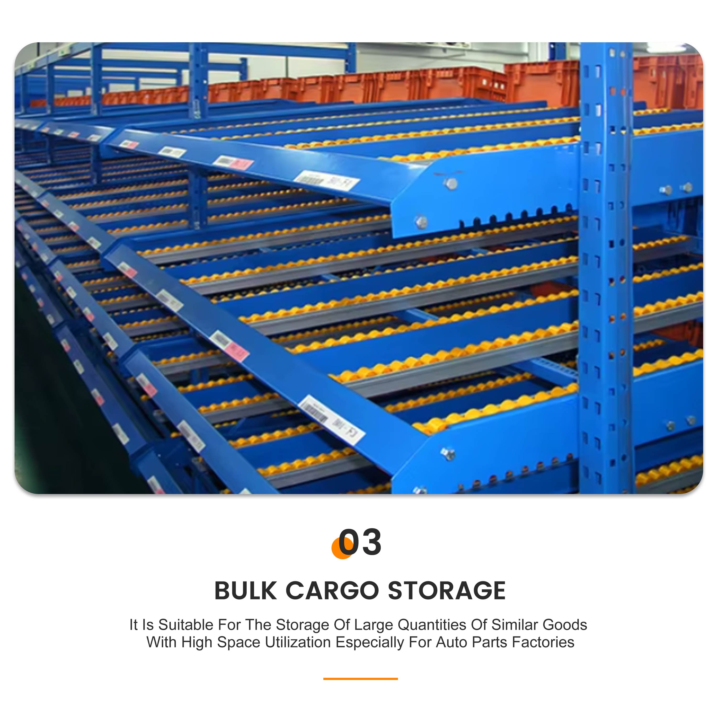 Factory Industrial Heavy Duty Flow Through Rack with Corrosion Protection Boltless Installation Roller Conveyor Shelves