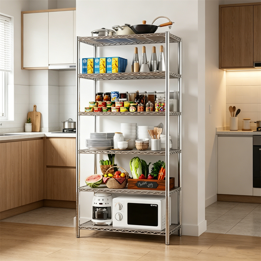 Strong Durability Construction Chrome Plated Stainless Steel Rack for Commercial Kitchen Storage Organizer Unit