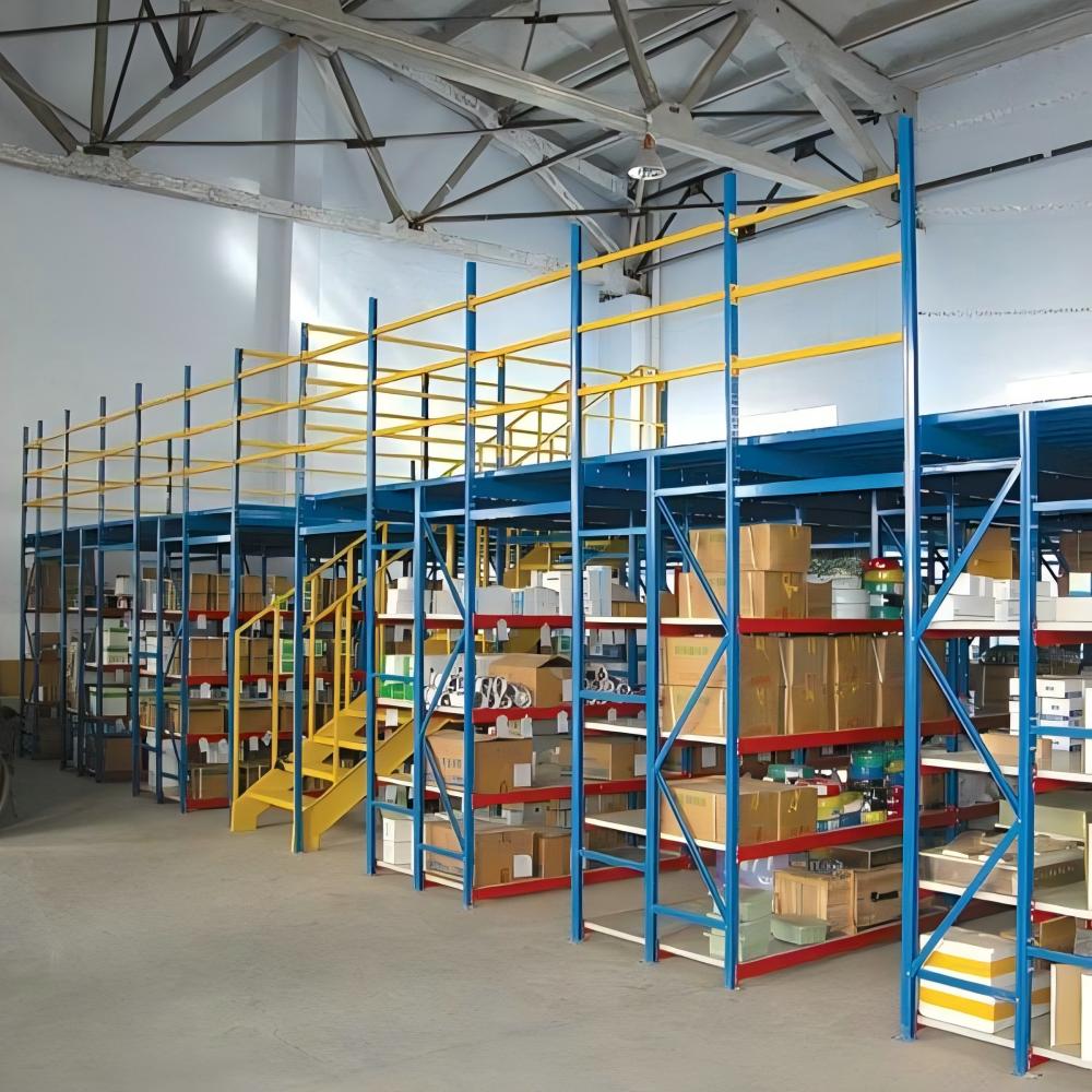 Customized 2-Tier Heavy-Duty Iron Attic Mezzanine Rack for Industrial Warehouse Storage Powder Coating Finish for Pallet Racking