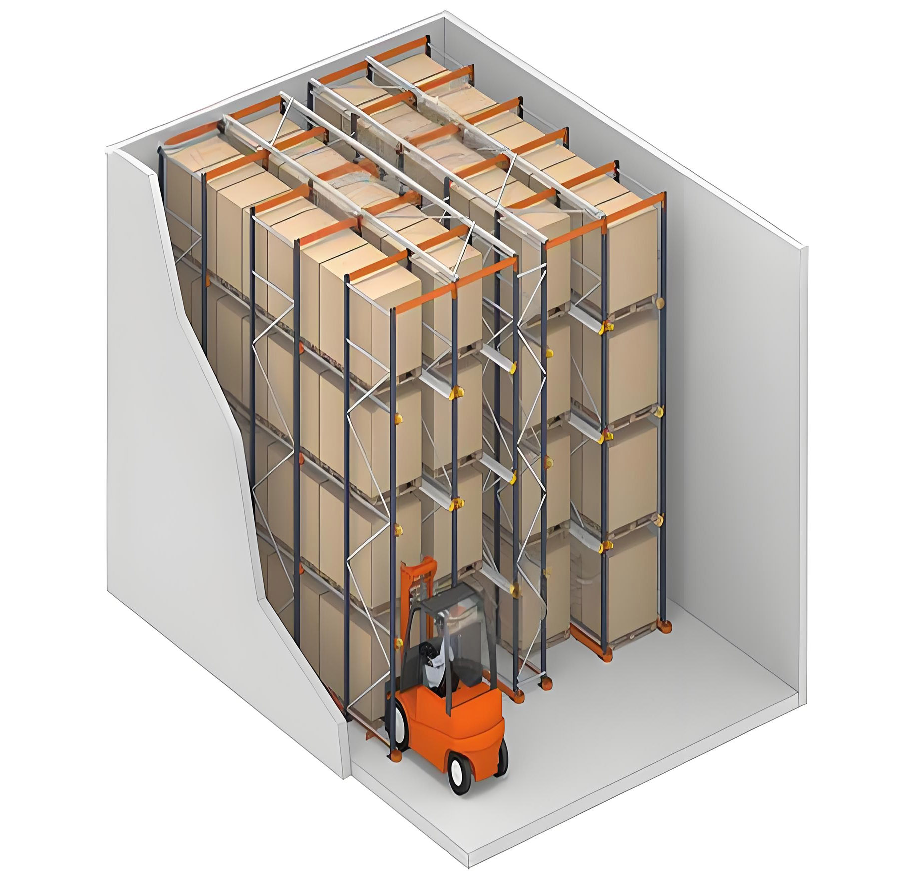 Steel Through-Type Display Rack with Powder Coating Finish Drive-In Pallet Rack Corrosion Protection Feature