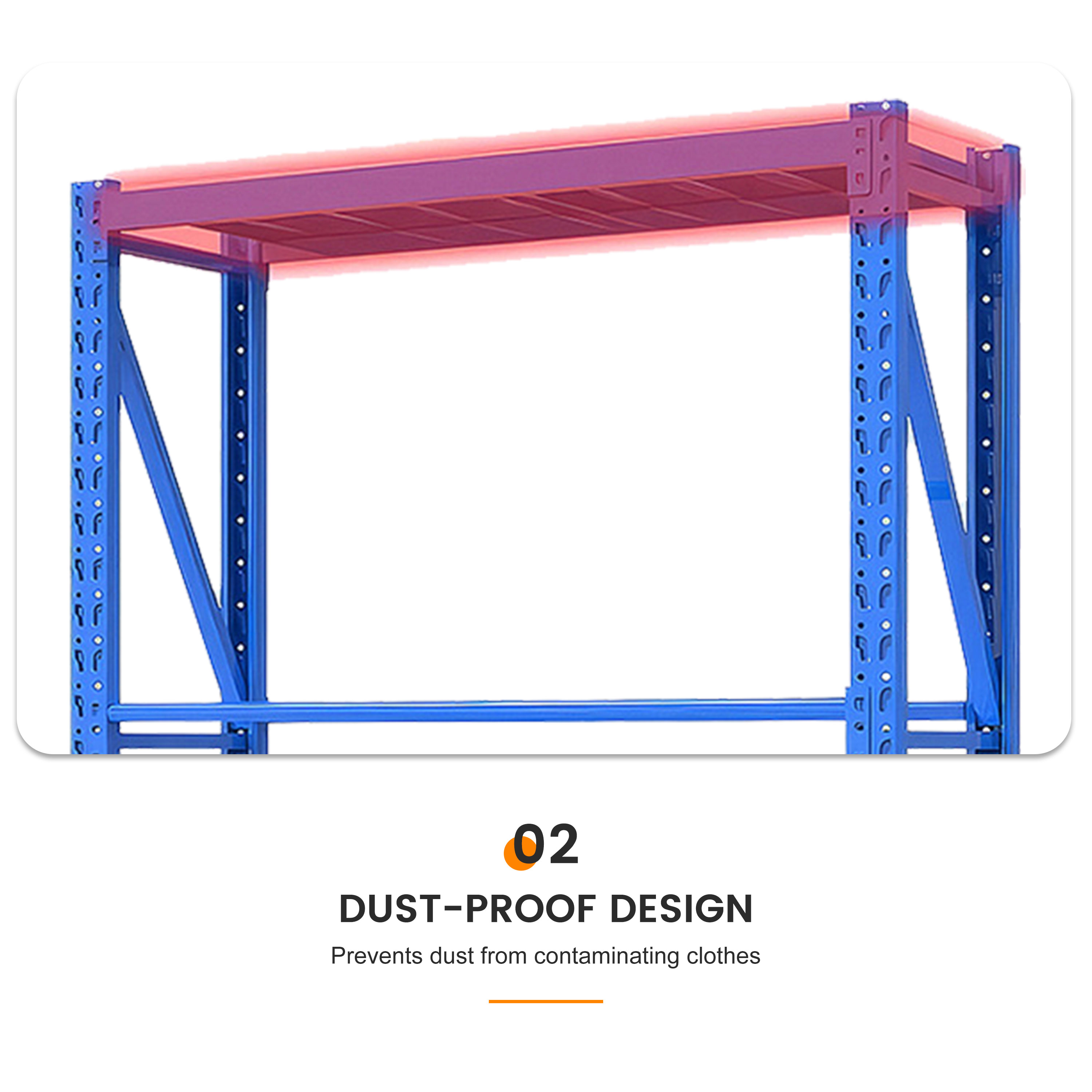 Warehouse Adjustable Cold Rolled Steel Display Racks for Clothing and Apparel Inventory Storage