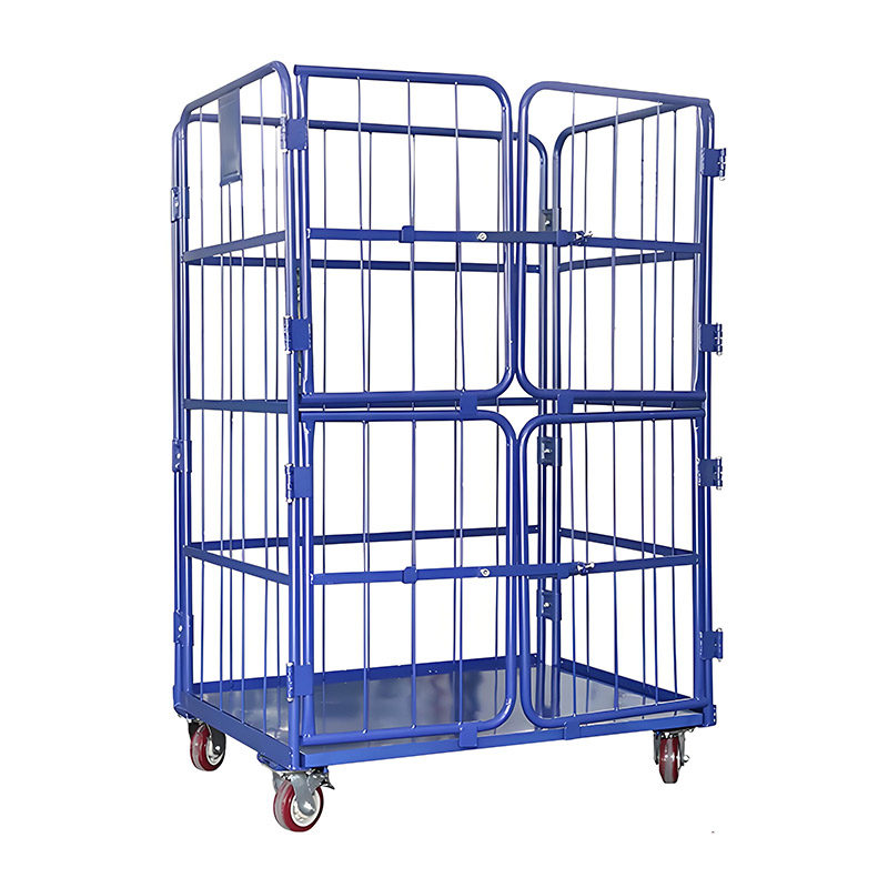 Safe Metal Cargo Transportation Trolleys Durable Steel Wire Logistics Cages for Efficient Light Duty Handling Foldable