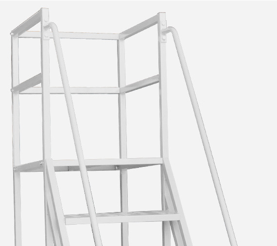 Heavy-Duty Mobile Rolling Platform Ladder with 3 Steel Safety Stairs Handrails and Wheels OEM/ODM Safety Equipment