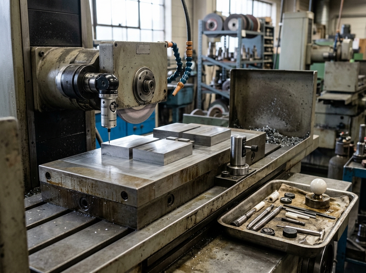 Magnetic chuck used in a precision grinding workshop