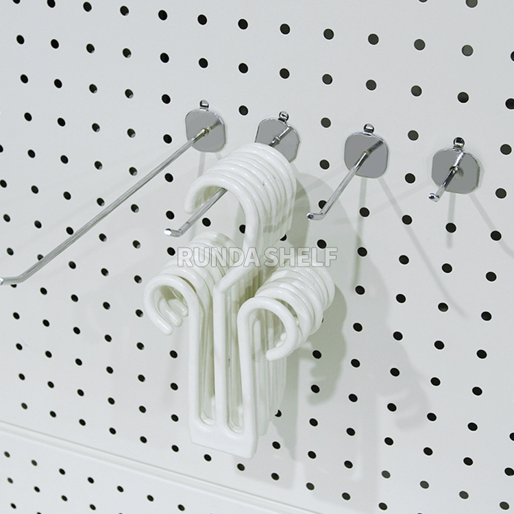 Supermarket Metal Looped Lock Pegboard Electroplate Hook Panel Single Hook Double-Sided Light Duty Style