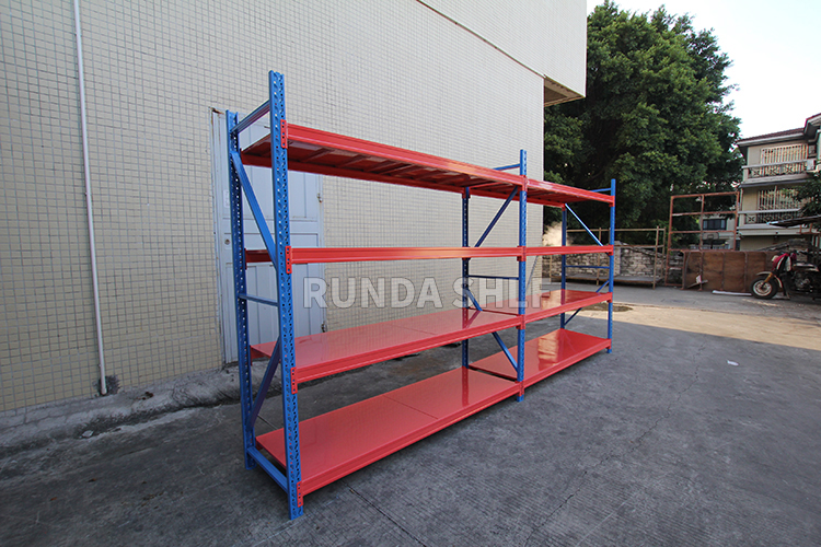 RunDa 35# Single-Sided Heavy Duty Warehouse Racks Customized 500kg Capacity Stable Shelves