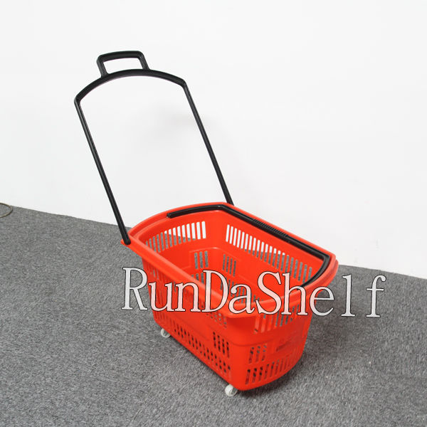 RD-HB-09 Supermarket Shopping Cart Used PP Material Shopping Baskets with Wheels