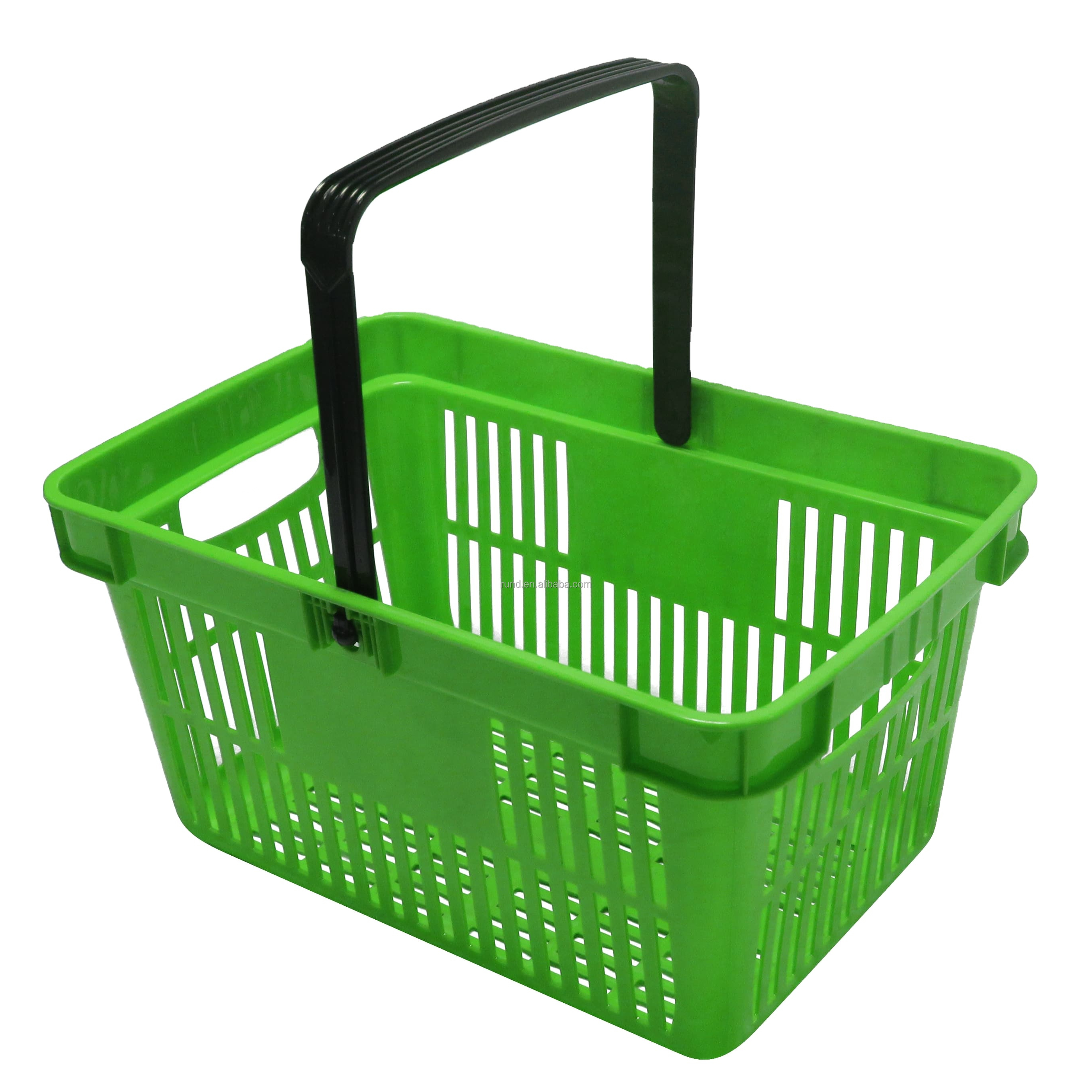 2-Layer Supermarket Shopping Baskets with Wheels Plastic Portable Storage Basket