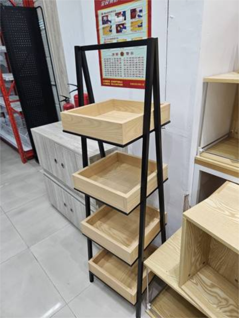 RD Wholesale Miniso Style Supermarket Shelves Metal Grocery Wood Supermarket Store Shelves
