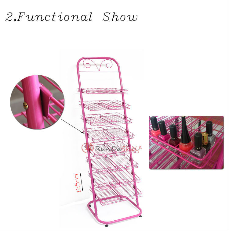 RD-FD-24 Custom Free Standing Double-Sided Nail Polish Display Rack Light Duty Supermarket Wire Rack Supermarket Shelves Metal