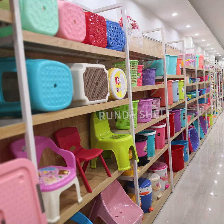 Promotional Single-Sided Metal Display Shelf Rack Not Second-Hand for Supermarket Wood Shelf Used for Usage