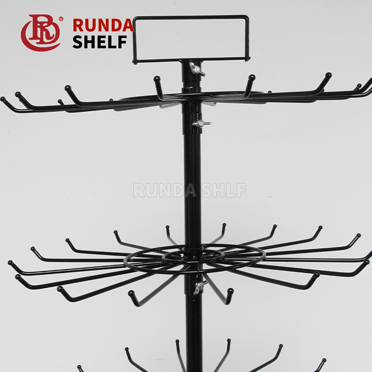 Light Duty Metallic Bag Holder for Hair Extensions Single-Sided Ring Display Stand Supermarket Rack