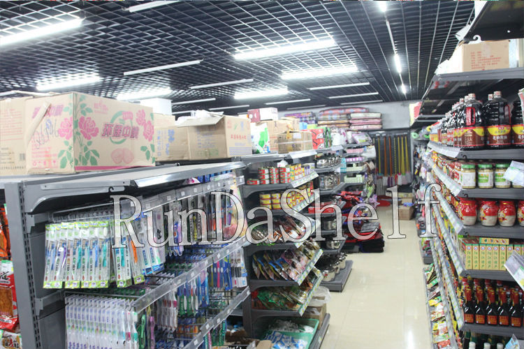 Light Duty White Metal Combination Shelves for Supermarket Grocery Display & Storage
