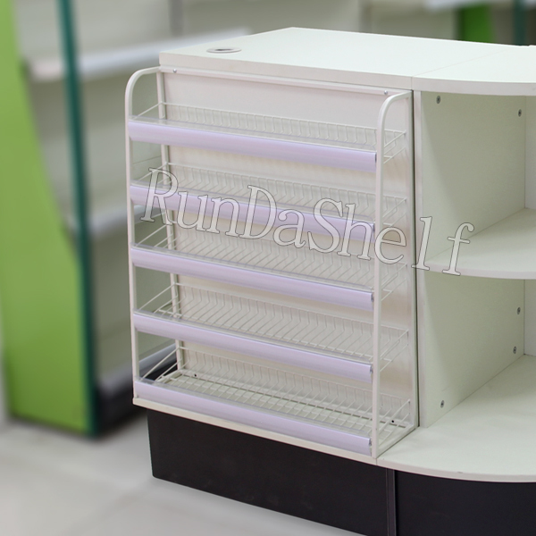 Wholesale RD Single-Sided Supermarket Rack Checkout Counter Multicoloured Metallic Cashier for Groceries and Supermarkets