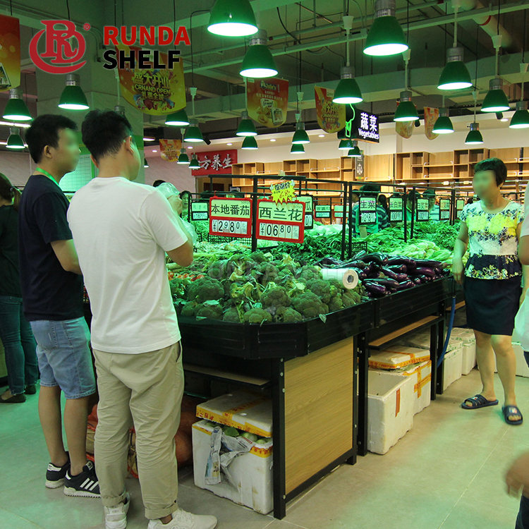 FS-02 Single-Sided Supermarket Rack Light Duty Steel Grocery Display Shelf for Vegetables and Fruits for Store Use