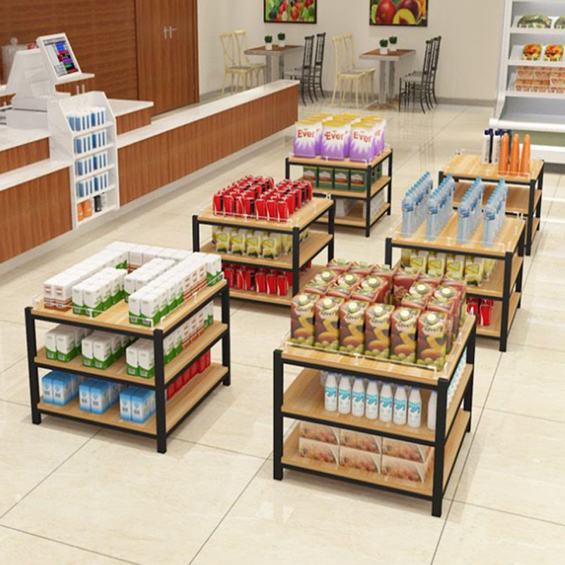 Supermarkets Promotion Table Steel Wire Hanging Basket Display Rack for Snacks Retail Display Shelf