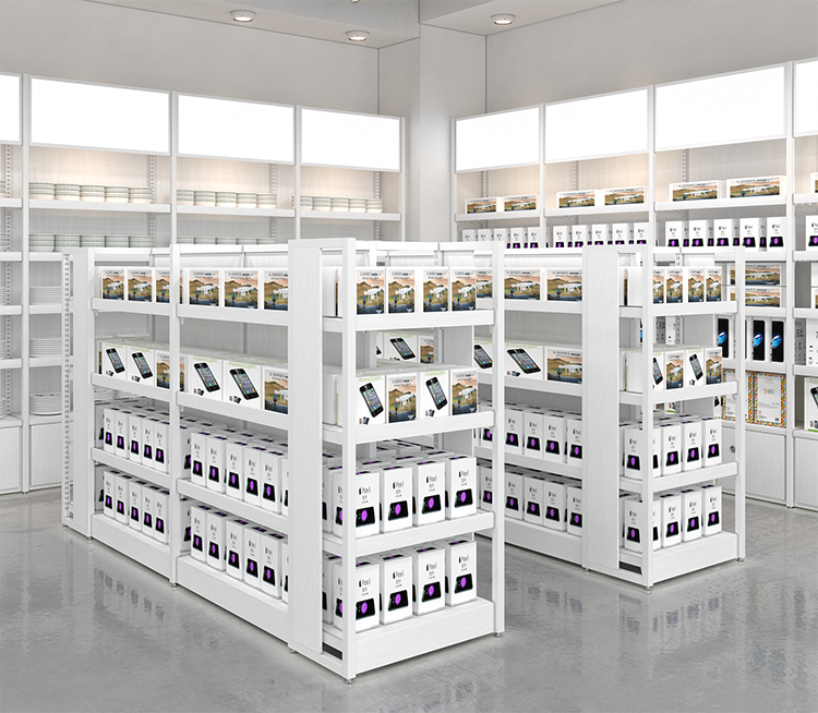 White Supermarket Shelves, Display Racks, Convenience Store Shelves
