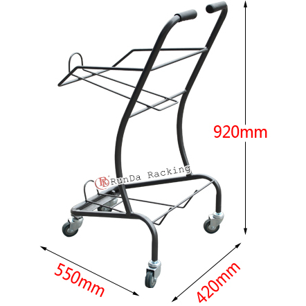 Convenience Store & Supermarket Dual-Layer Shopping Cart with Wheels Household Double-Tiered Trolley for Mall Shopping