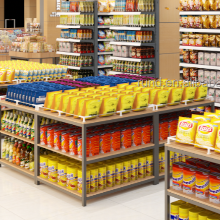 Supermarket Storage Rack with Portable and Foldable Aluminium Table Promotion Counter for Wood and Steel Storage