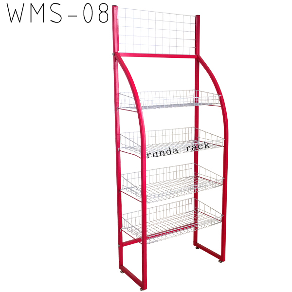 RD-WMS-08 Light Duty Supermarket Rack Retail Store Used Clothing Gondola Shelving Display Hook Vending Stand Metallic Material