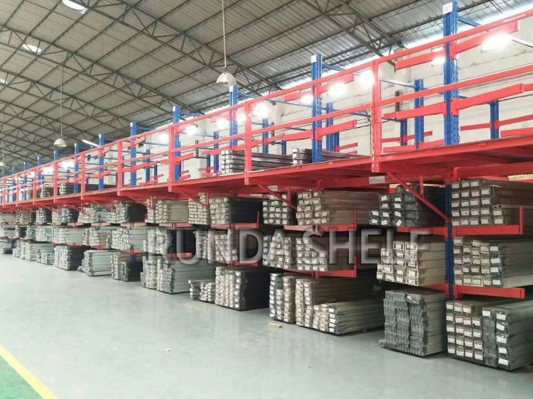 RD Customized Heavy Metal Cantilever Rack Fashion Supermarket Shelves and Warehouse Shelf Wood Display Rack for Store Use