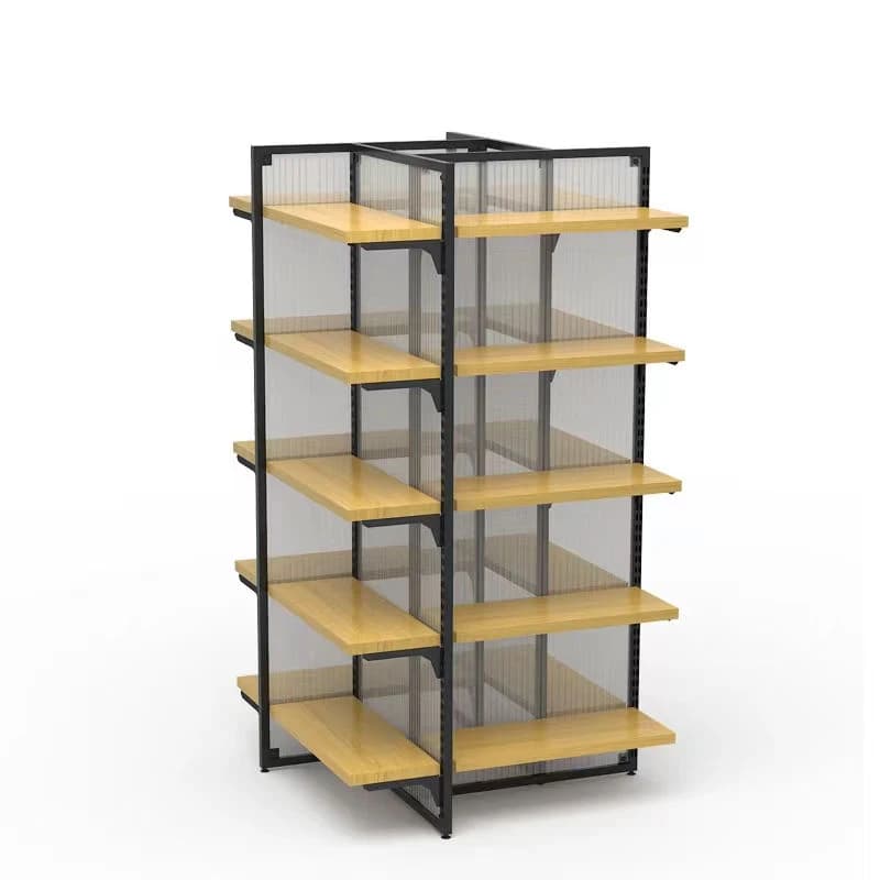 Four-sided Gondola Supermarket Shelf  Windmill Store  Display Rack