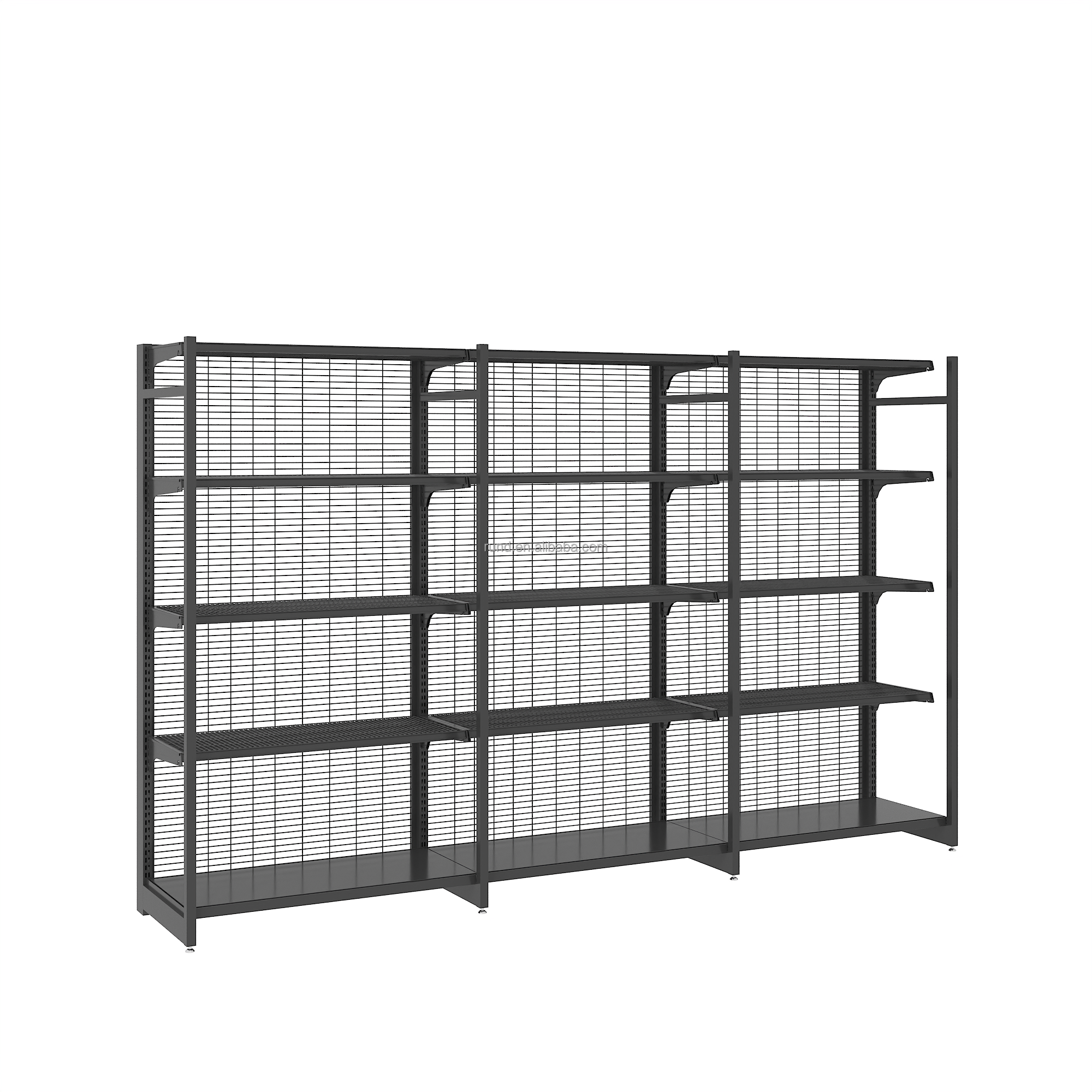 Double-Sided Metallic Light Duty Grocery Shelves for Small Supermarket Display Rack