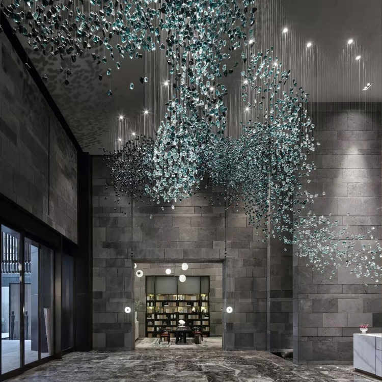 Luxury Style Indoor Decoration Hotel Lobby Staircase Villa LED Modern Ring Crystal Chandelier