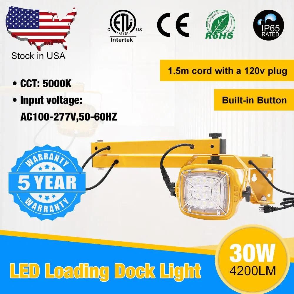 New Product 30W 50W LED Swing Arm Wall Light for Warehouse Loading Dock Lighting with Flexible Arms