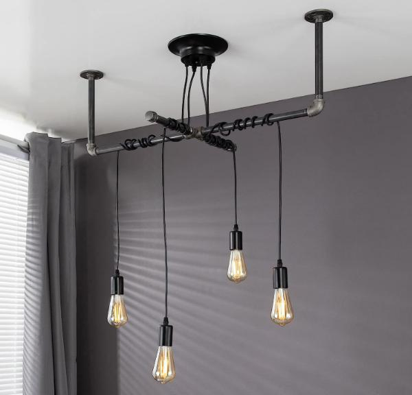 Village Style Desk Light Creative Table Lamp Iron Pipe Table Night Lights, Rustic Loft Industrial Steampunk Retro for Bar Office