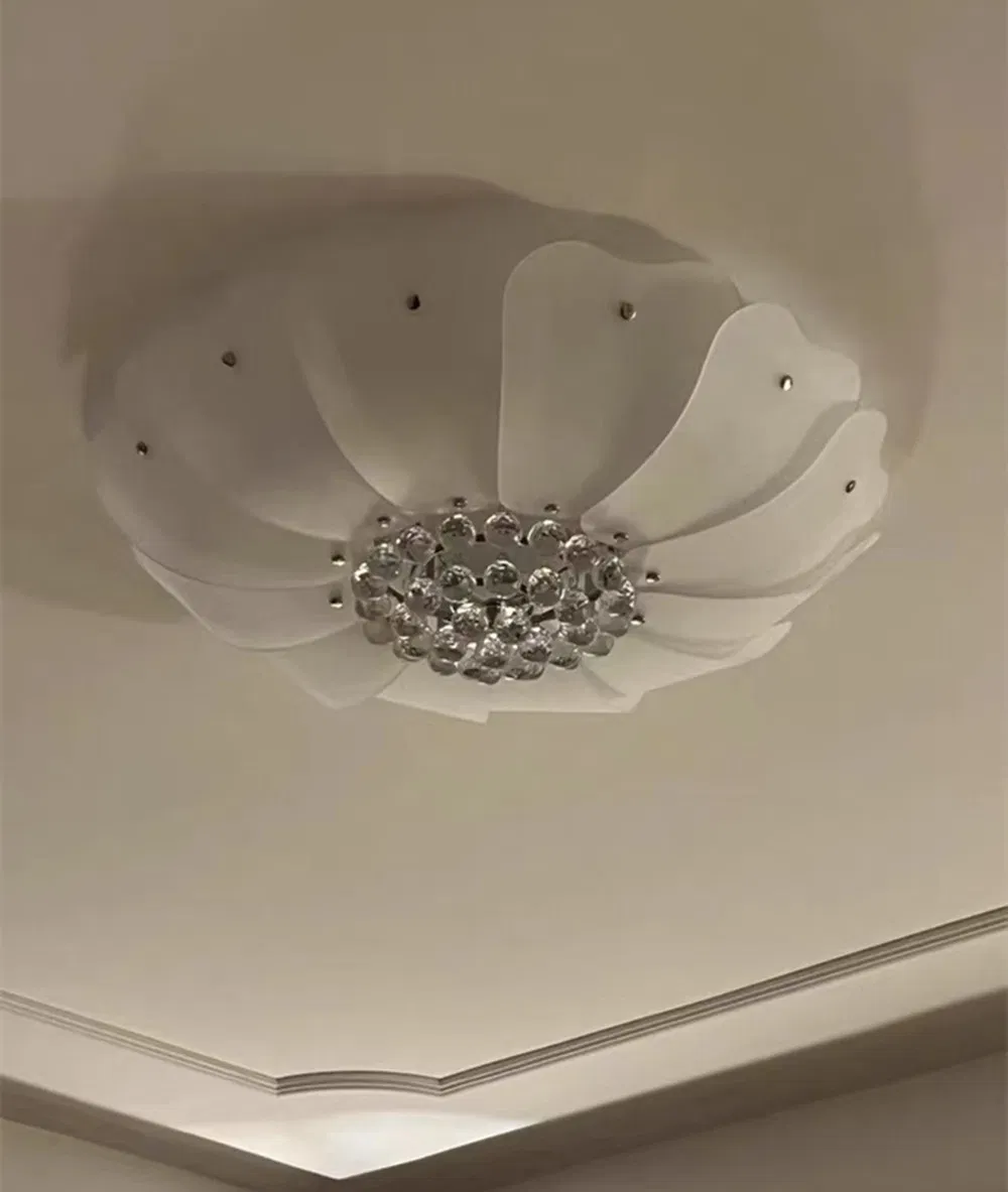 Factory Price Hotel Crystal Flush Mount Ceiling Lamp Modern Simplism Flower Art Lighting Fixture Corridor Living Room LED Pendant Light