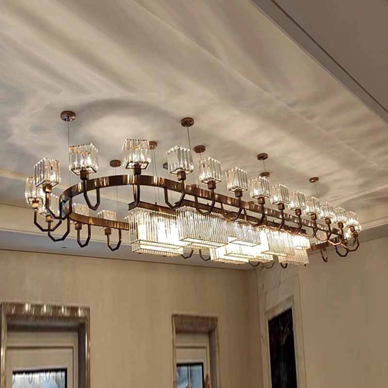 Modern Luxury Large Round Chandelier Restaurant Living Room Hotel Lobby Crystal Custom Engineering Chandelier