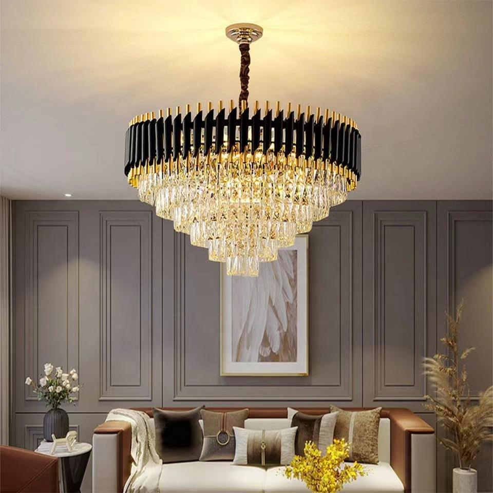 Luxury Crystal Chandelier Modern E14 Staircase Lighting Fixtures Pendant Light