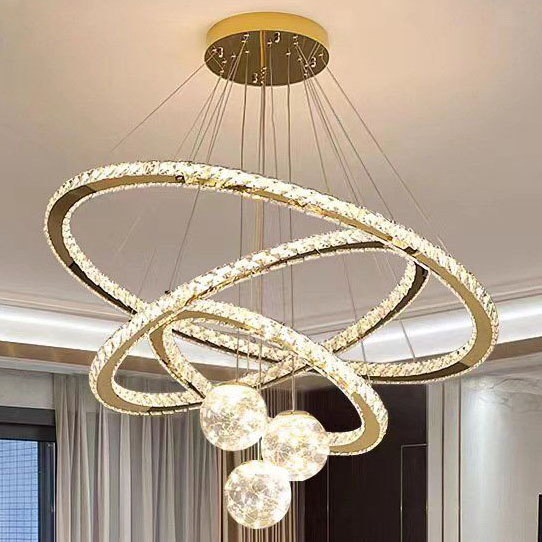 Modern Luxury French Round Gold LED Pendant Light Staircase Long Ceiling Chandelier Lighting K9 Crystal Chandelier (ZY-QS-1033)