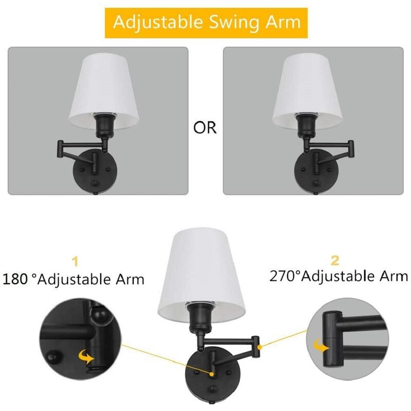 Wall Light Black Swing Arm Wall-Mounted Lamps