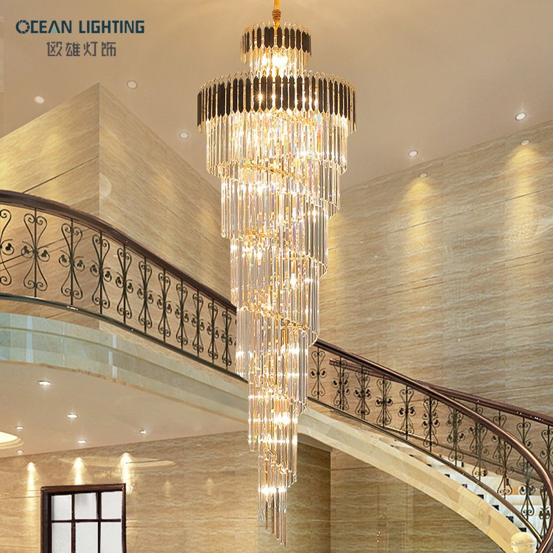 Modern Luxury Design Large Hanging Long Crystal Chandeliers Ceiling for Stairs