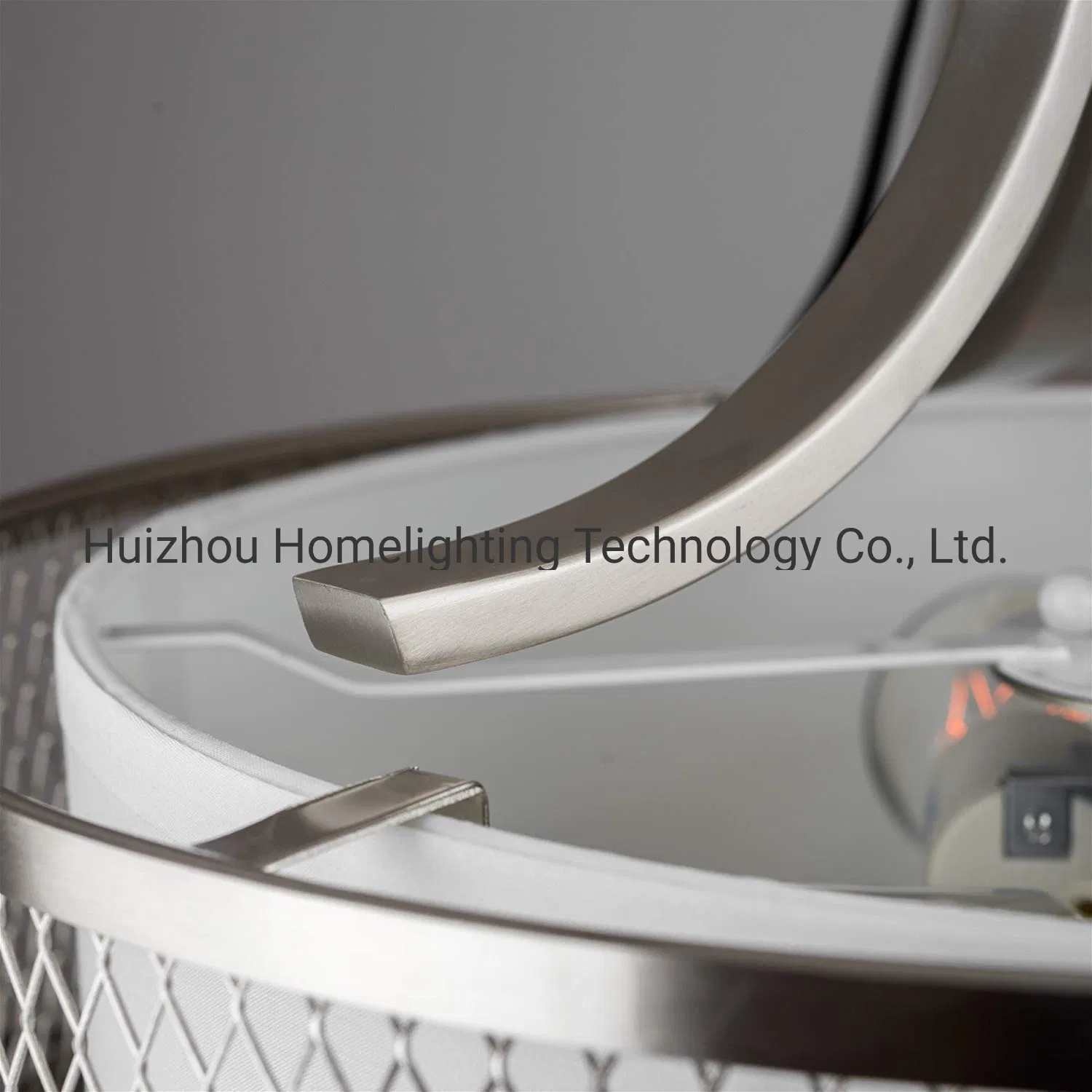 Jlc-Fs06 Mesh Fabric Shade 3-Light Semi-Flush Mount Ceiling Light Fixture with Tempered Glass Diffuser