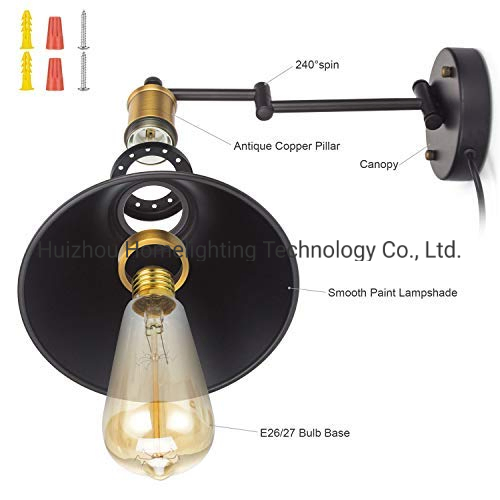 Jlw-G010 Swing Arm Wall Lamp Plug-in Cord Industrial Wall Sconce